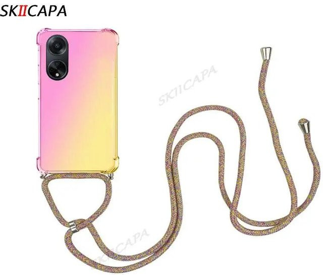 kiicapa Silikonhülle mit Lanyard-Kette für OPPO A98 5G A58 A1X A97 A77S A57E A56S 5G, stoßfeste Crossbody-Hülle in Multicolour - Bild 1