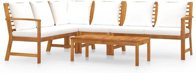 vidaXL 5-tlg Garten-Lounge-Set Modell 5 aus Akazienholz in Beige mit Auflagen - Bild 1