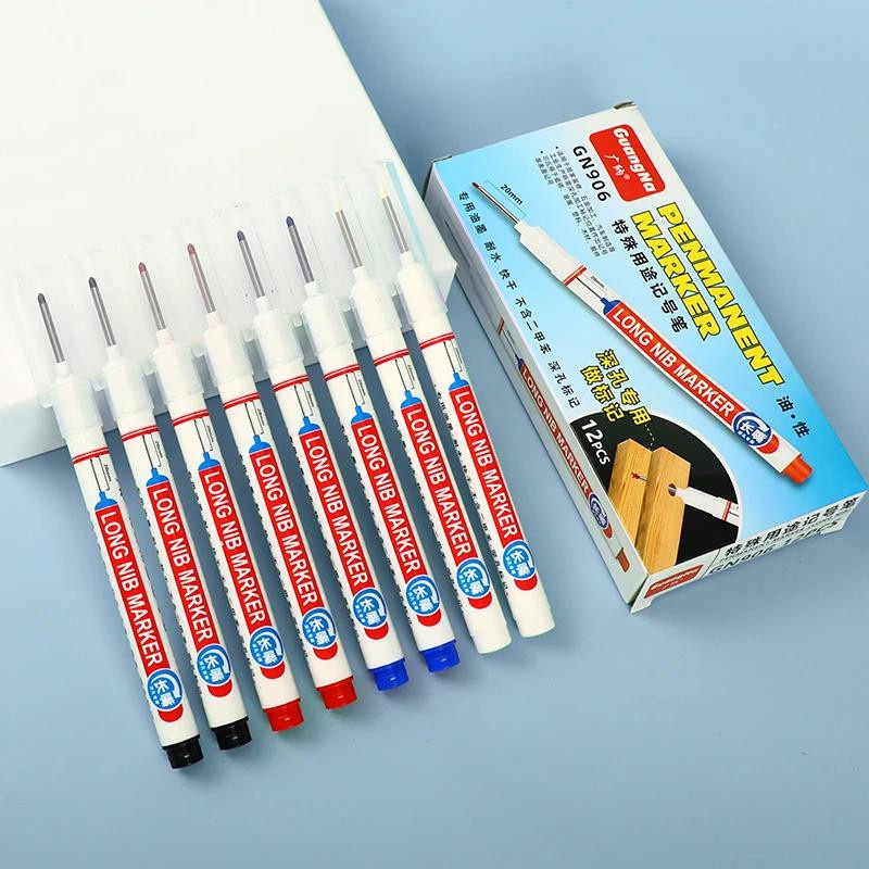 Super Six 4er-Set Tiefloch-Marker mit langer Spitze, wasserfeste Permanentmarker für Metall und Holz, Schwarz und Weiß - Bild 2