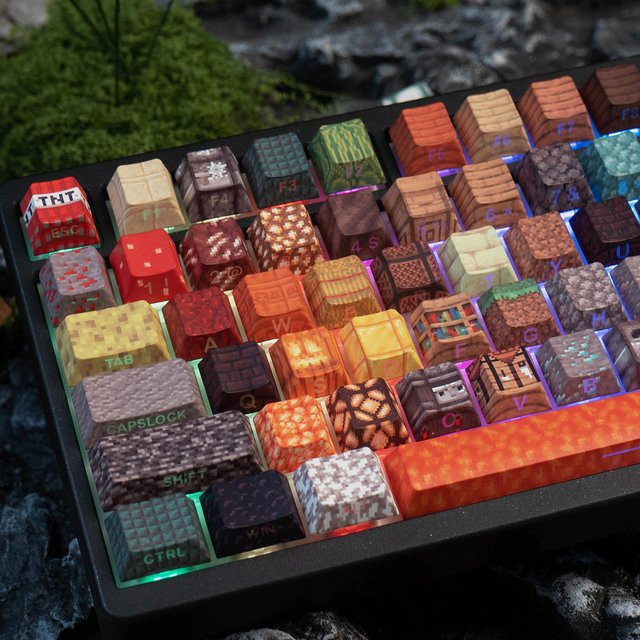 BINYEAE Tastenkappen-Set mit 128 Tasten in Bunt, Seitlich bedruckt, PBT Cherry Profil Sublimationsdruck für MX mechanische Tastaturen - Bild 1