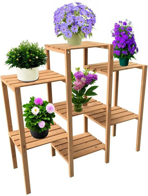 Coemo Blumenregal Bernd Pflanzenständer aus Tannenholz in Braun, B/T/H: 96 x 31 x 87 cm - Bild 1