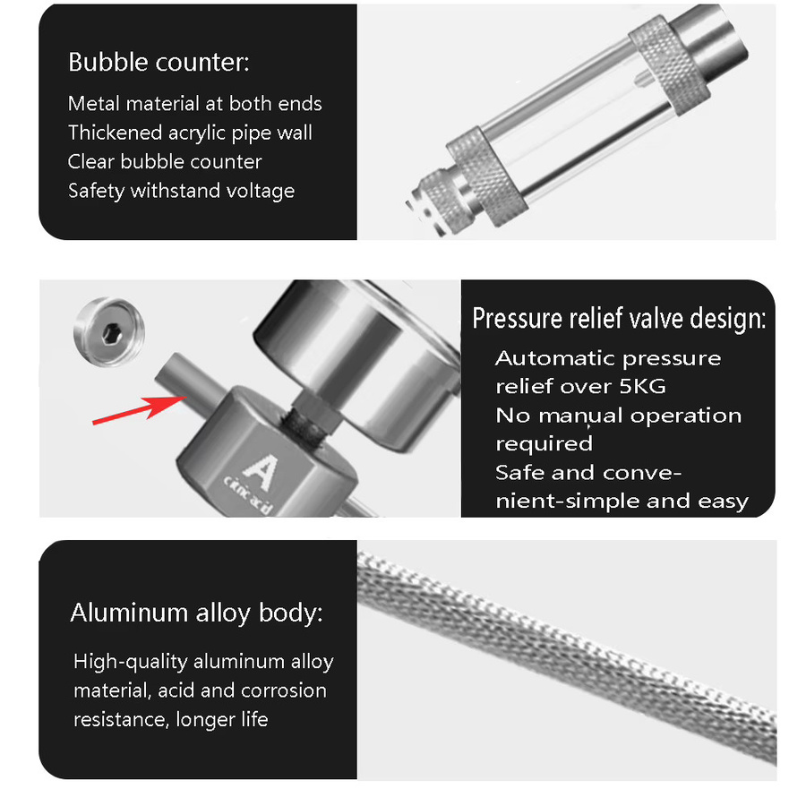 ZRDR DIY CO2 Generator für Aquarien mit Blasenzähler und elektromagnetischem Ventil in Transparent - Bild 3