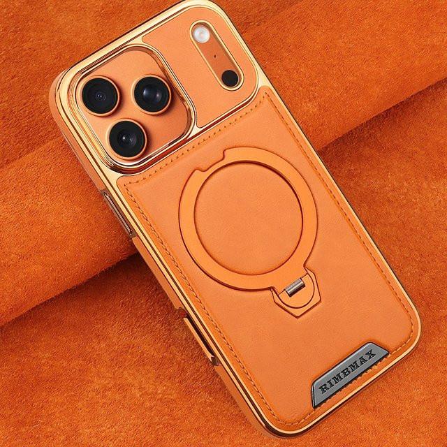 Dolob Luxuriöse Leder-Handyhülle mit magnetischer drehbarer Halterung für iPhone 11 bis 17 Pro Max Plus in Schwarz mit kabellosem Laden und stoßfestem Schutz - Bild 1
