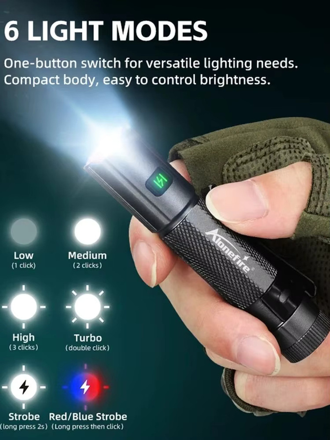Alonefire Mini EDC High Power Stift Taschenlampe, USB aufladbar mit Magnet, tragbare Notbeleuchtung für Outdoor, Camping und Wandern - Bild 4