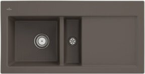 Villeroy & Boch Spüle Subway 60 li in Grey mit Ablaufgarnitur und Handtuchhalter Timber C-plus, Breite: 60 cm - Bild 1