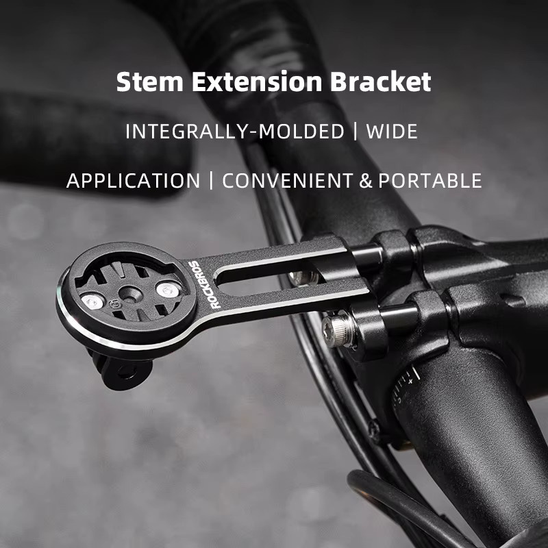ROCKBROS Fahrradcomputer-Halterung aus Aluminiumlegierung für iGPSPORT, Garmin und Wahoo in Schwarz, verstellbare Vorbau-Halterung - Bild 3