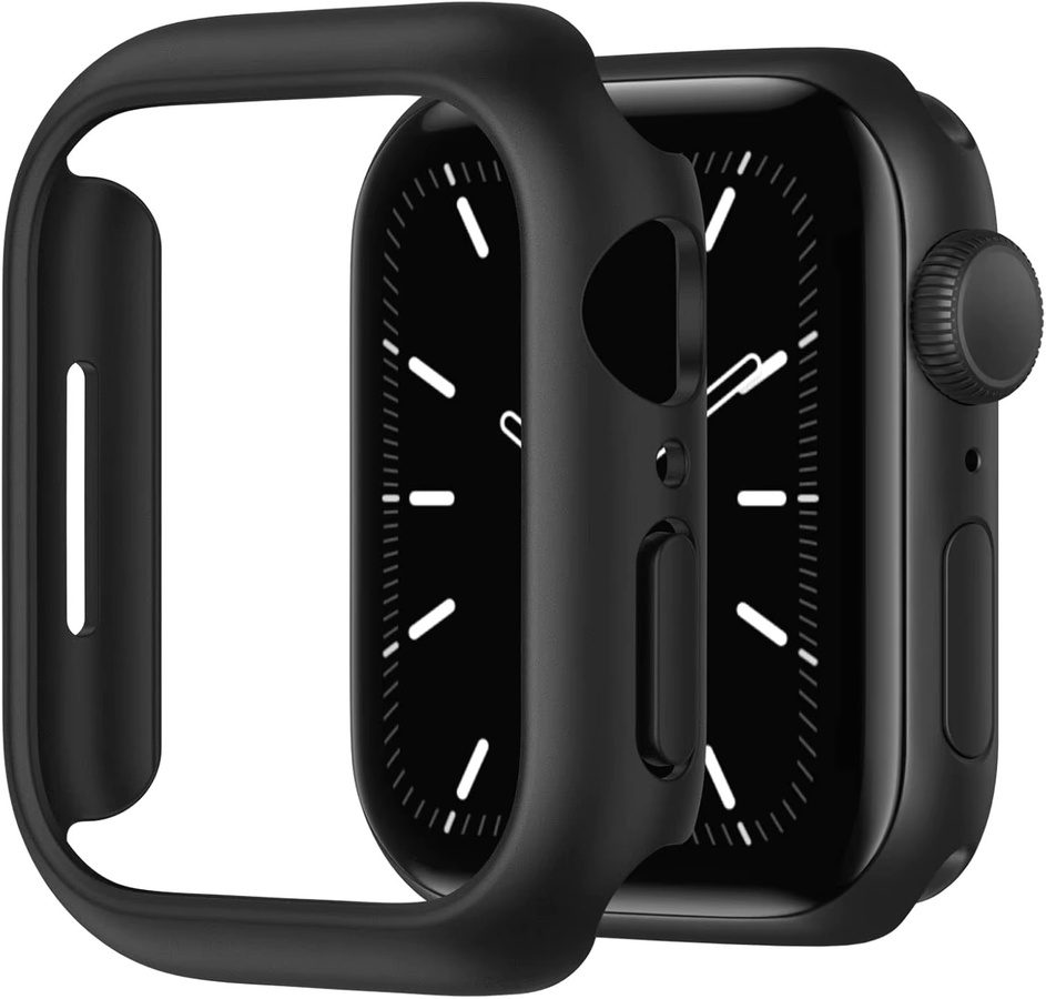 Apple Uhrenzubehör, Hülle und Sichtschutzglas, Silikon, Schwarz, Unisex - Bild 2