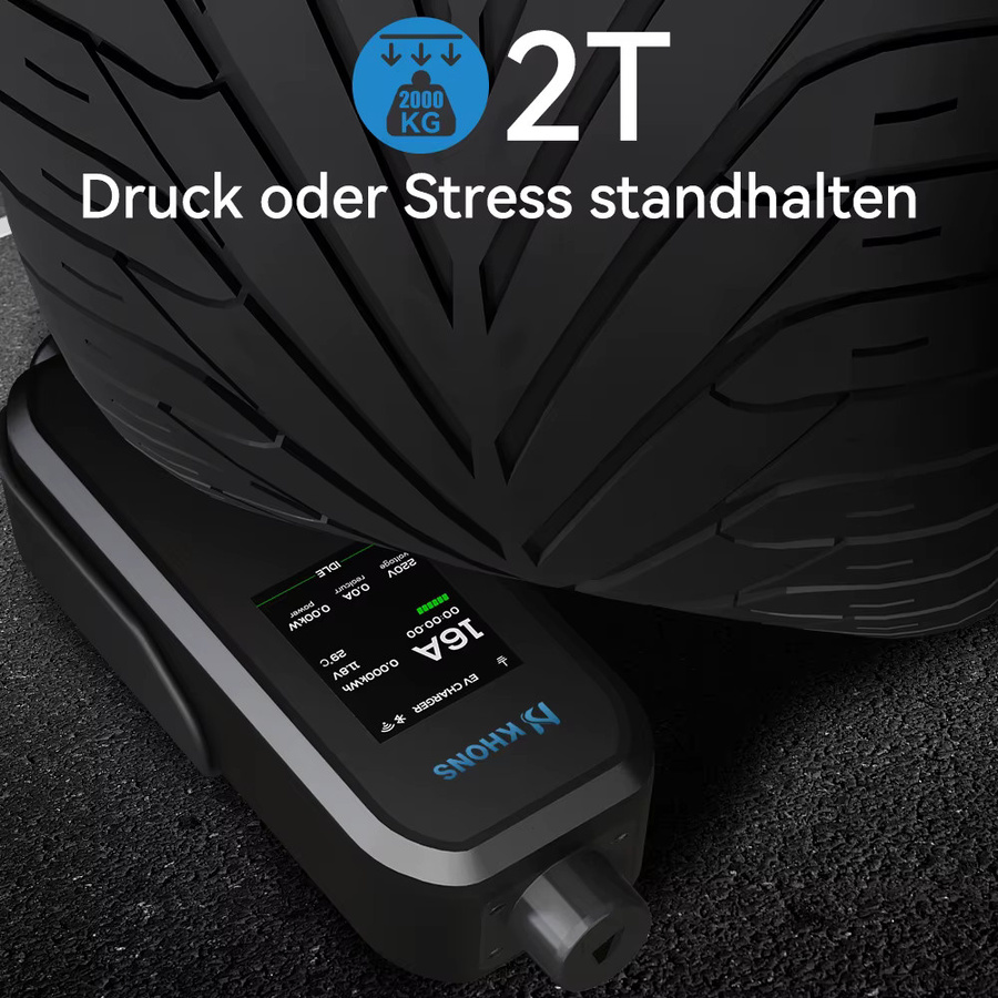 Khons Tragbares EV-Ladegerät Typ2 mit APP-Steuerung, 11KW 16A 3-Phasen EVSE-Ladebox, 5m TPU-Kabel, Schwarz - Bild 3