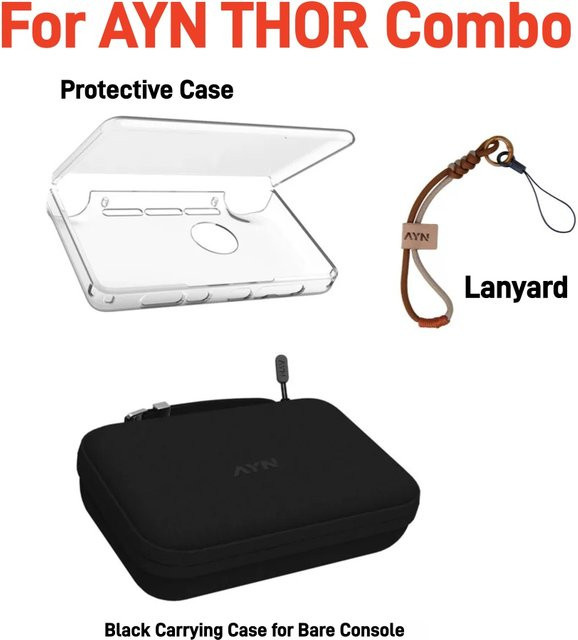 Komplettes Zubehörset für AYN THOR Handheld mit TPU-Griff, gehärtetem Glas, Etui, Aufbewahrungstasche und Trageband - Bild 1