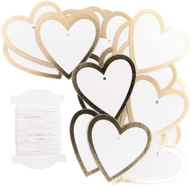 Rico Design Paper Poetry Papieranhänger Herzen in Weiß-Gold, 24 Stück - Bild 1