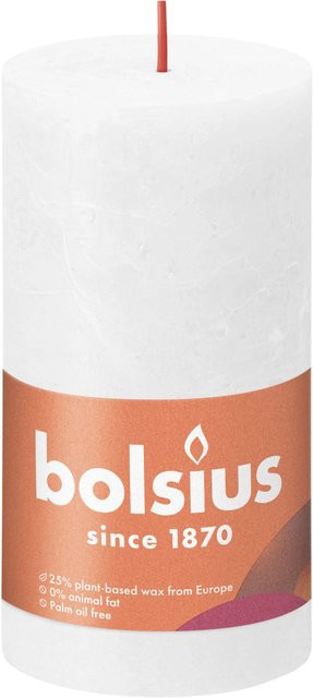 Bolsius Rustik-Kerze Shine in Wolkigem Weiß, Höhe: 130 mm, Durchmesser: 68 mm - Bild 1