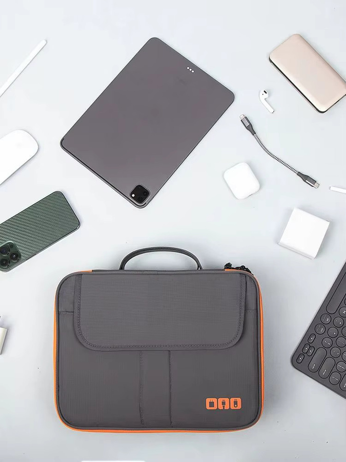 ValueWin Reise-Kabelaufbewahrungstasche für USB-Datenkabel und Ladegeräte, mehrschichtige Elektronik-Tasche in Grau - Bild 6