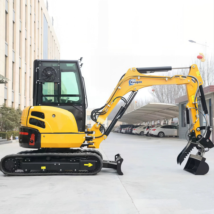 DCNB 3-Tonnen-Kompakt-Minibagger mit Hydraulik-Raupenantrieb in Gelb für Heimgebrauch und Landwirtschaft - Bild 2