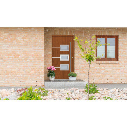 Splendoor Sicherheitshaustür ATHEN Prime RC2 aus Aluminium in Golden Oak Braun mit Glaseinsatz, Höhe: 210,0 cm, Breite: 110,0 cm, Tiefe: 7,0 cm - Bild 2