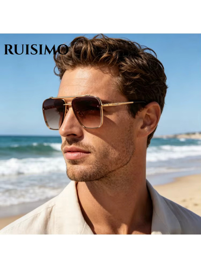 RUISIMO Aviator Sonnenbrille, Metall, Vollrand, Gold, Unisex - Bild 5
