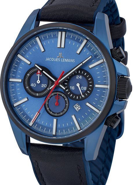 Jacques Lemans Chronograph, Quarz, Edelstahl, Blau, 44 mm, Herren - Bild 1