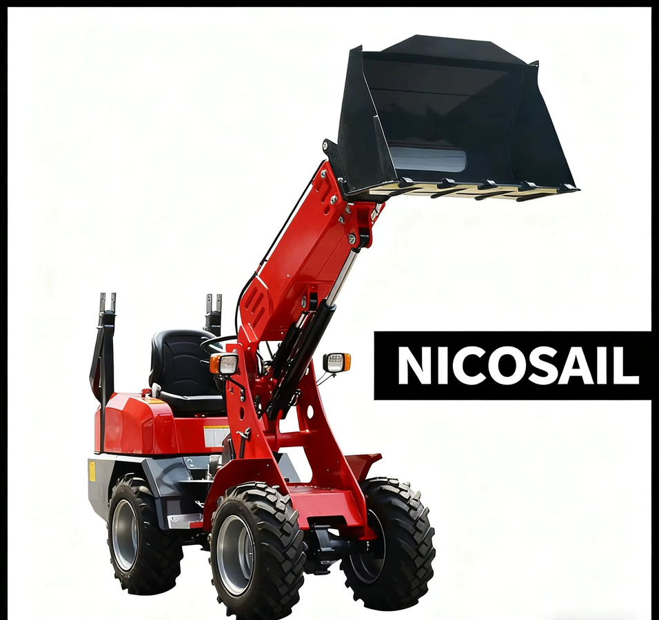 Nicosail Hydraulischer Mini-Radlader 4x4 Teleskop-Auslegerlader mit 1000 kg Tragkraft in Rot - Bild 2