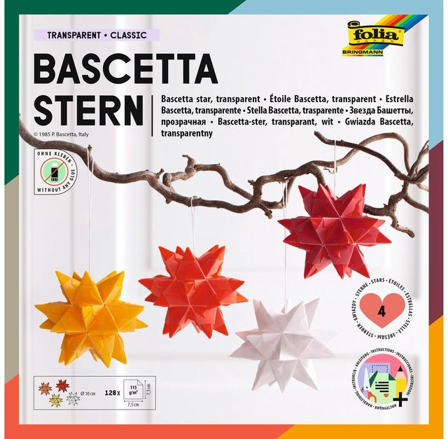 Bascetta-Stern Set Transparent Classic aus Papier in Multicolor für die Advents- und Weihnachtszeit - Bild 1