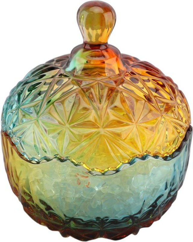 GoolRC Kristall Bonbonglas aus Glas als Aufbewahrungsschale mit Deckel für Schmuck und Aromasteine - Bild 1