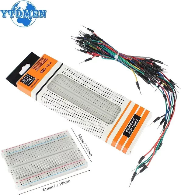 YTDMEN Breadboard MB-102 mit 400 und 830 Punkten, lötfreies PCB Prototype Board für Arduino Kits, Weiß - Bild 1