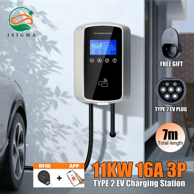 Isigma EV Ladestation 11kW 16A mit Tuya App und Wifi Steuerung in Weiß - Bild 1