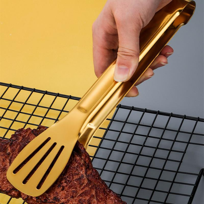 Goldene Grillzange aus Edelstahl für BBQ und Küche - Bild 3