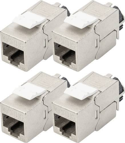 Digitus DN-93617-4 RJ45-Einbaumodul Keystone CAT 6a Set, geschirmt, Silber - Bild 1