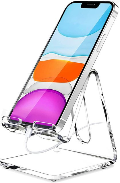 Universeller Acryl-Handyhalter von KOQZM in Transparent, ideal als Displayständer für iPhone und Samsung - Bild 1