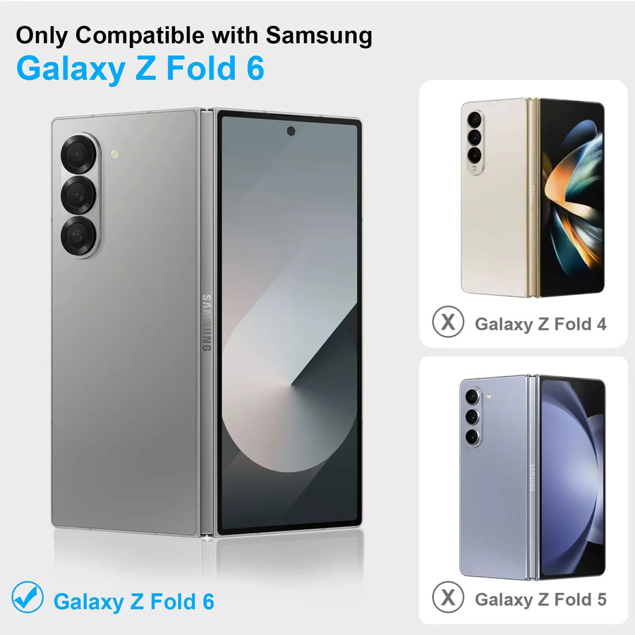 Eary Leder-Metall-Handyhülle für Samsung Galaxy Z Fold 6 in Schwarz mit 360 Grad drehbarem Magnetständer und Stoßschutz - Bild 3
