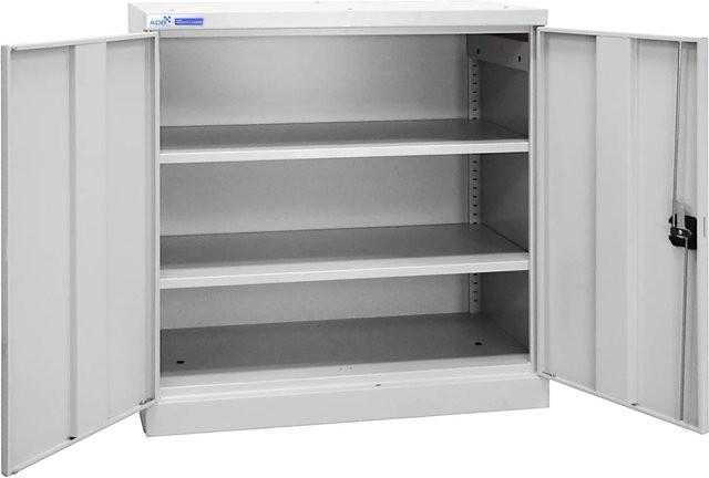 PROREGAL Wandschrank Small Owl in Lichtgrau mit 2 Fachböden und 3-Punkt-Verriegelung, H: 100 cm, B: 95 cm, T: 50 cm - Bild 1