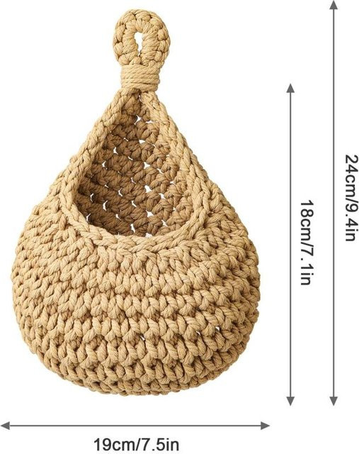 Houspace Jute Eco Teardrop Hängekorb aus Stoff in Beige und Braun, B/T/H: 24,0 x 19,0 x 19,0 cm - Bild 1