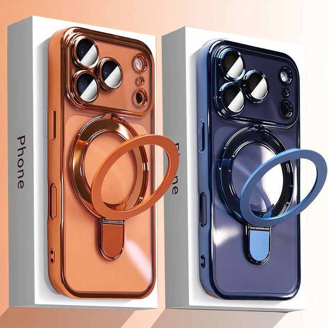 Magnetische transparente Hülle für Apple iPhone 17 16 15 14 13 Pro Max mit Linsenschutz und kabellosem Laden in Purple - Bild 1