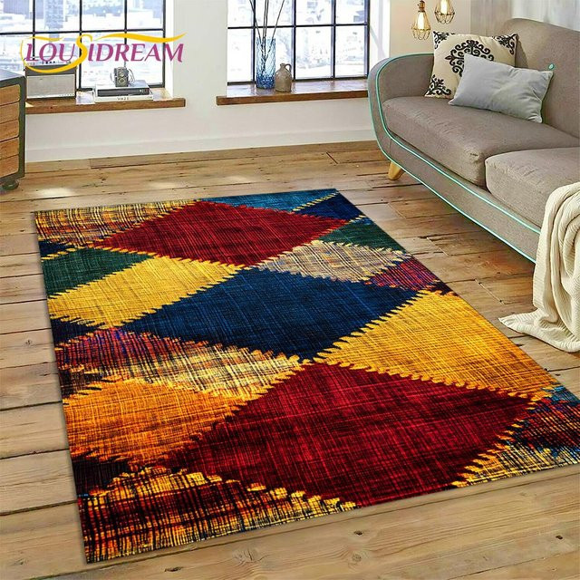 HGHT Mandala Teppich mit buntem Blumenmuster, rutschfest und waschbar, B/B: 100 x 120 cm - Bild 1