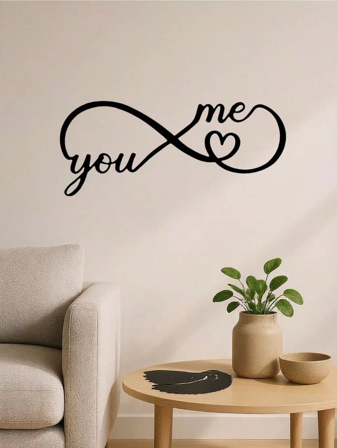 Geoheart Infinity Metall-Wandkunst minimalistische moderne Dekoration in Schwarz - Bild 3