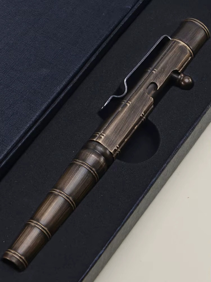 Taktischer Gel-Tintenstift aus Messing in Gold mit Retro-Bolzen-Design als EDC-Selbstverteidigungswerkzeug - Bild 5