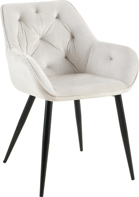 CLP Esszimmerstuhl Cassis Polsterstuhl mit Samtbezug und Steppung in Beige - Bild 1
