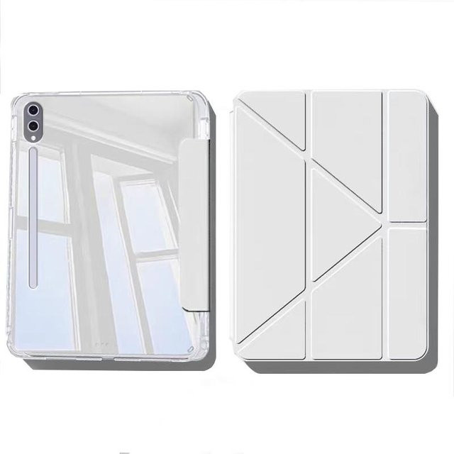 Y-Falt Smart Case Stoßfeste Hülle für Samsung Galaxy Tab S11 S10 S9 S8 S7 A9 A11 in Weiß und Transparent - Bild 1