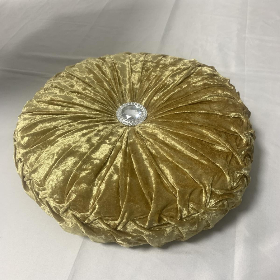 Yiran Furniture Plüsch-Zierkissen Kürbis-Design in Gold, Rund, B/T/H: 32 x 32 x 32 cm - Bild 1