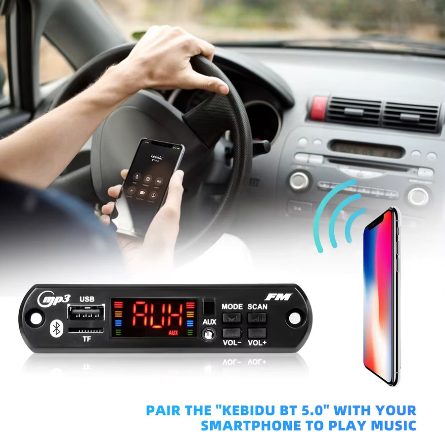 Kebidumei MP3 Decoder Board mit 80W Verstärker, Bluetooth 5.0 und Freisprecheinrichtung in Schwarz - Bild 4
