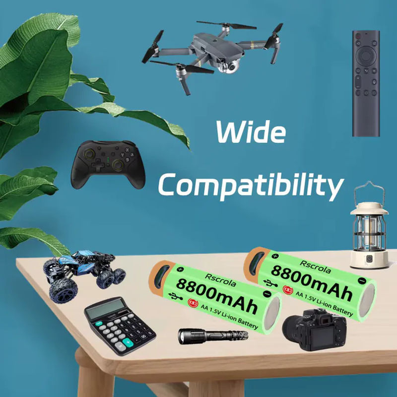 Rscrola AA-Akkus mit 8800 mAh und Typ-C-Ladefunktion, 1,5 V für Spielzeug, Controller und Taschenlampen - Bild 6
