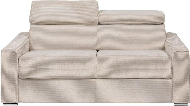 Vente-unique Schlafsofa Vizir in Beige mit verstellbarer Kopfstütze und Polsterrahmen, Breite: 216 cm - Bild 1