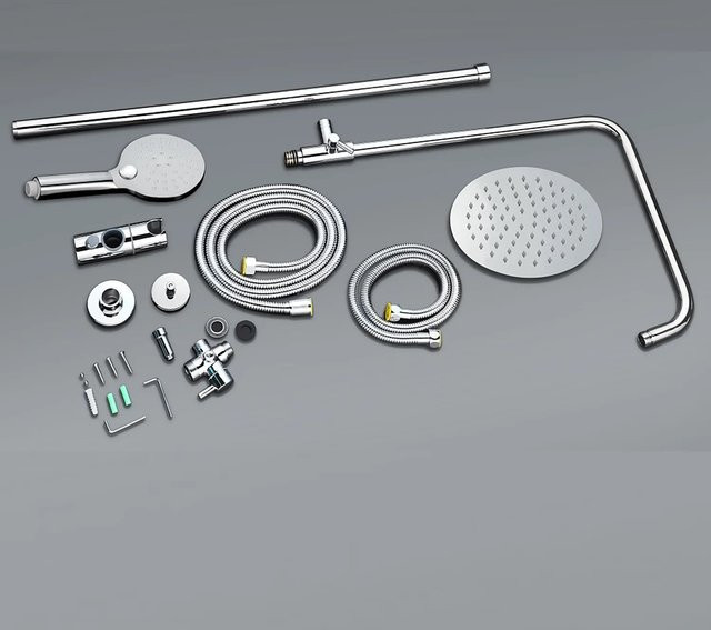 Marwell Duschsystem aus Edelstahl in Silber mit Regendusche und Handbrause, Chromfarben - Bild 1