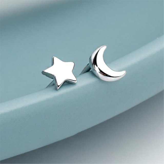 Ohrstecker GaGa-Duck, 925 Silber, Mond und Stern, Damen - Bild 1