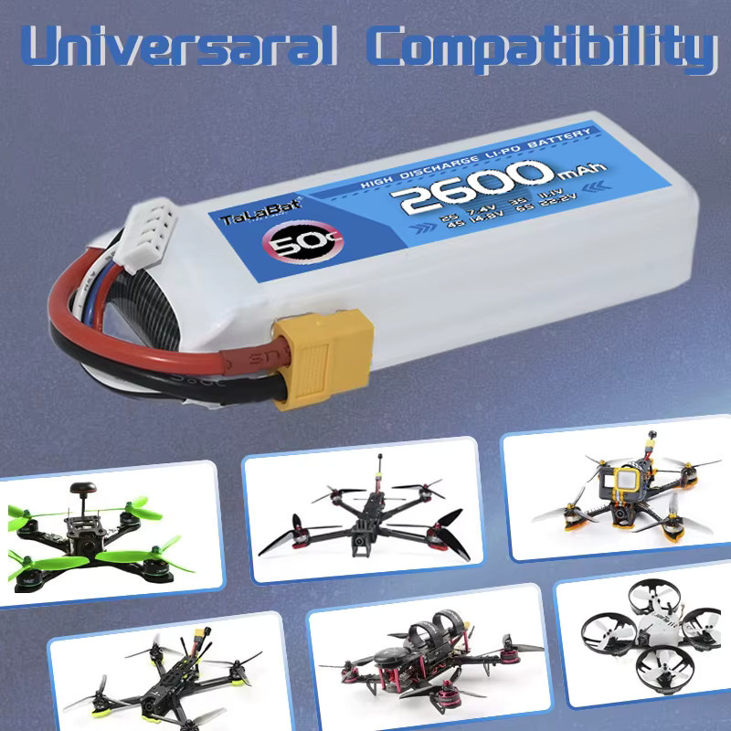 TalaBat 50C 2600mAh 11,1V Wiederaufladbare Lipo-Drohnenbatterie mit XT60-Stecker für RC-Helikopter, Quadcopter und FPV Racing Drohnen - Bild 2