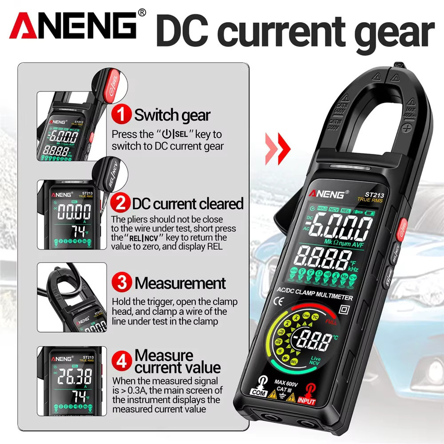 ANENG ST213 Zangenmessgerät Multimeter mit Dual Screen für DC/AC Strom bis 400 A und Spannung inklusive B05 Wort/Kreuz Schraubendreher Tester - Bild 3
