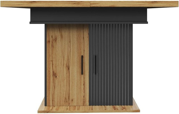 Merax Esstisch aus MDF und Metall in Braun, ausziehbar im Retro-Stil, B/T/H: 140 x 110 x 80 cm
