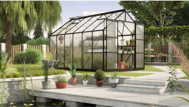 Vitavia Gewächshaus Uranus 9900 in Schwarz mit 4 mm HKP, B: 257 cm, T: 383 cm - Bild 1