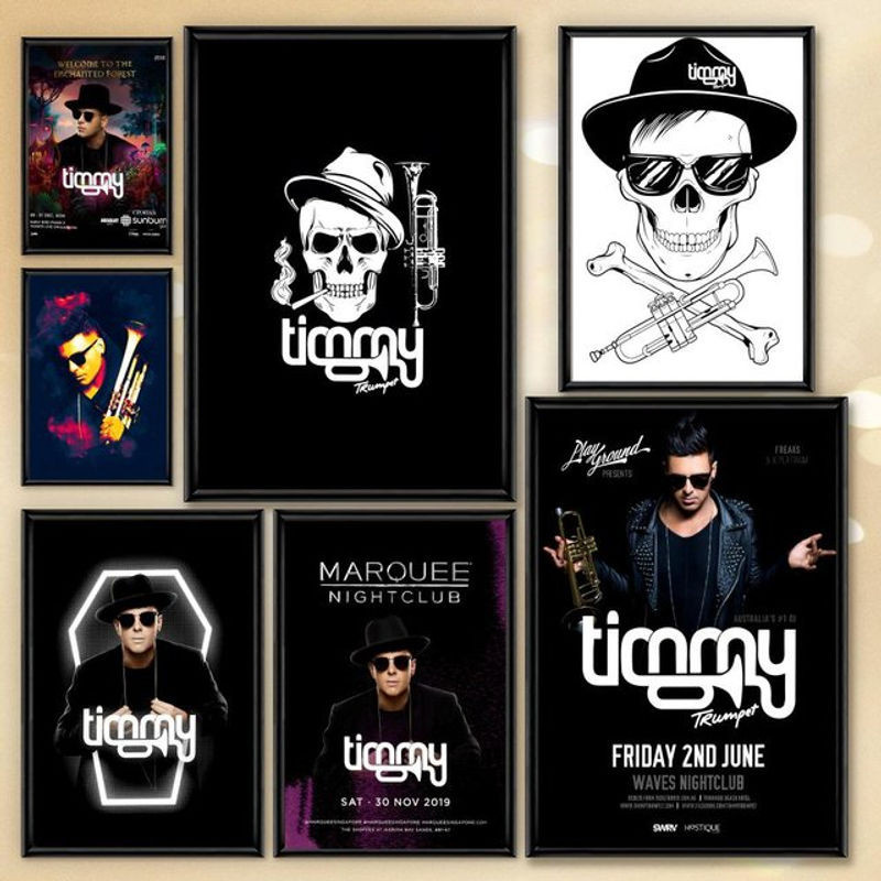 T-TIMMY TRUMPET DJ-Poster aus PVC in Schwarz, selbstklebende und wasserdichte Wandkunst im Hochformat für dein Zuhause oder Büro - Bild 1