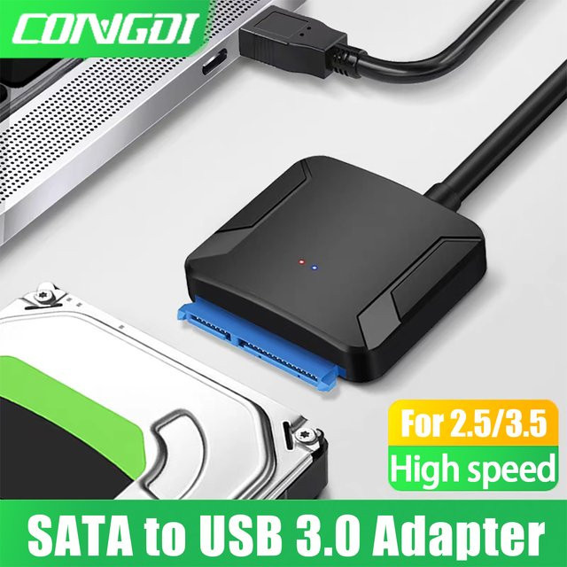 Congdi USB 3.0 zu SATA Adapterkabel für 3,5 und 2,5 Zoll SSD HDD, unterstützt UASP, Farbe: Schwarz - Bild 1