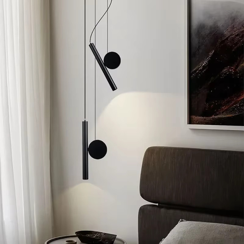 Sanoni Moderne LED Anhänger Lampe aus Metall in Schwarz mit höhenverstellbarem Kabel für Wohnzimmer, Flur und Arbeitszimmer - Bild 2